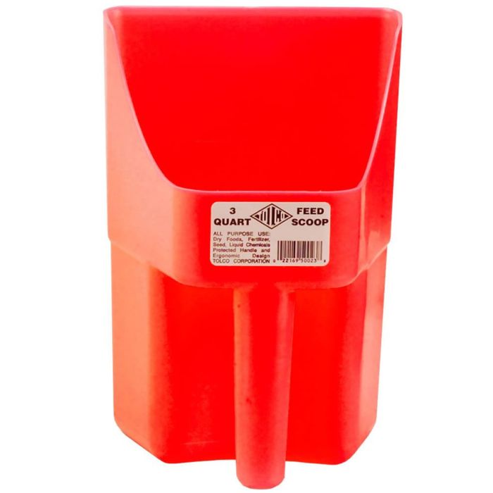 Enclosed Poly Feed Scoop [Red] (3 Quart)