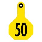 Y-Tex 7712051 Medium Three Star Numbered Female Ear Tag and Male Button [Yellow] (51-75) (25 ct)