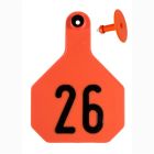 Y-Tex 7902026 Large Four Star Numbered Female Ear Tag and Male Button [Orange] (26-50) (25 ct)