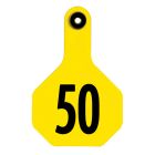 Y-Tex 7712026 Medium Three Star Numbered Female Ear Tag and Male Button [Yellow] (26-50) (25 ct)