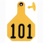 Y-Tex 7912101 Large Four Star Numbered Female Ear Tag and Male Ear Tag [Yellow] (101-125) (25 ct)