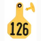 Y-Tex 7912126 Large Four Star Numbered Female Ear Tag and Male Ear Tag [Yellow] (126-150) (25 ct)
