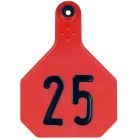 Y - Tex 7906051 Large Four Star Numbered Female Ear Tag and Male Ear Tag [Red] (51-75) (25 ct)
