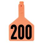 Z-Tag 700 Cow Numbered One Piece No Snag Ear Tag [Orange] (176-200) (25 ct)