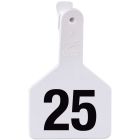 Z-Tag Calf Numbered Long Neck One Piece No Snag Ear Tag [White] (51-75 ) (25 ct)