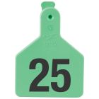 Z-Tag Calf Numbered Short Neck One Piece No Snag Ear Tag [Green] (151-175) (25 ct)