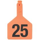 Z-Tag Cow Numbered One Piece No Snag Ear Tag [Orange] (126-150) (25 ct)