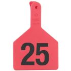 Z Tag 700 2500-599 Numbered Cow One Piece No Snag Ear Tag [Red] (1-25) (25 ct)