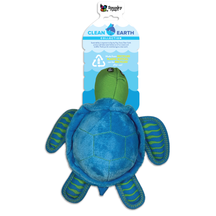 Spunky Pup 7254 Small Clean Earth Blue Plush Turtle
