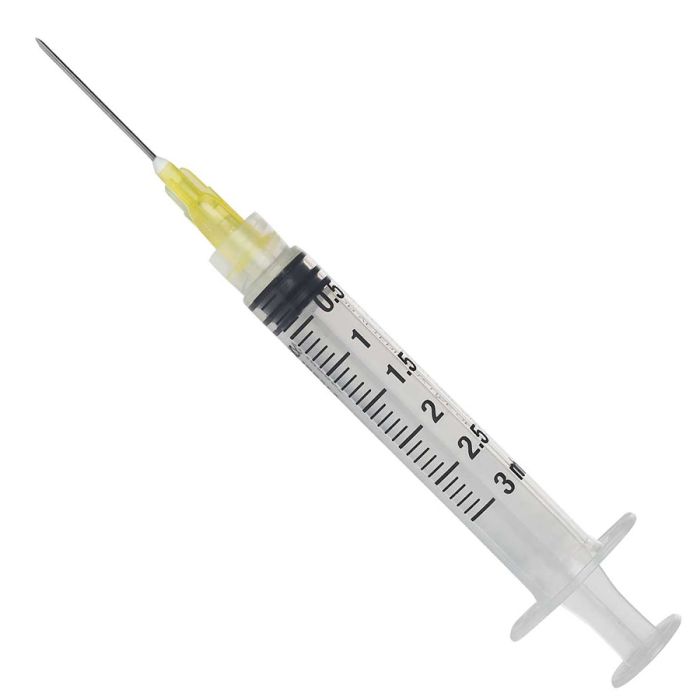 Luer-Lock Syringe with 20G x 1 Hypodermic Needle [3 mL]