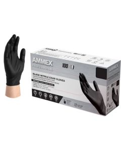 AMMEX - ABNPF46100 - Large Exam Grade Nitrile Gloves (Black) [100 ct]