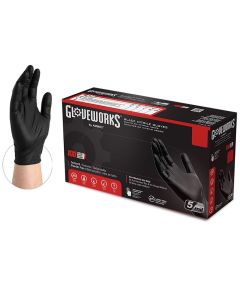 GloveWorks Black Nitrile Gloves [XLarge] (100 Count)
