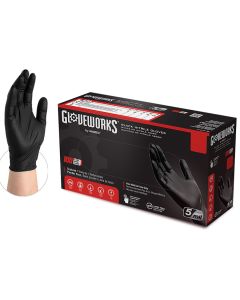 GloveWorks® Black Nitrile Gloves [Medium] (100 Count)