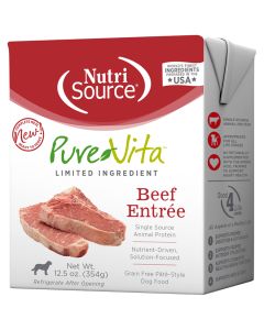 NutriSource 96204 Grain Free Pure Vita Beef Entree Dog Food [12.5 oz] (12 ct)
