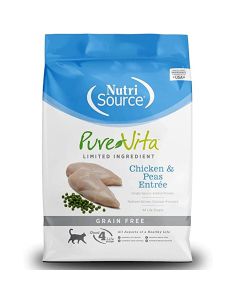 NutriSource 17300 Grain Free Pure Vita Cat Food [Chicken & Peas] (15 Ib)