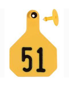 Y- Tex 7912051 Large Numbered Female Ear Tag and Male Button [Yellow] (51-75) (25 ct)