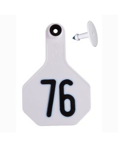 Y-Tex 7700051 Medium Three Star Numbered Female Ear Tag and Male Button [White] (51-75) (25 ct)