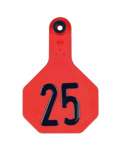 Y-Tex 7706001 Medium Three Star Numbered Female Ear Tag and Male Button [Red] (1-25) (25 ct)