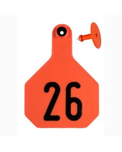 Y-Tex 7902051 Large Four Star Numbered Female Ear Tag and Male Ear Tag [Orange] (51-75) (25 ct)