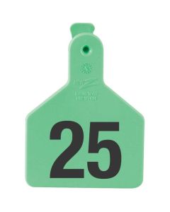 Z-Tag 700 2500-427 Calf Numbered Short Neck One Piece No Snag Ear Tag [Green] (1-25) (25 ct)