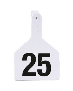 Z-Tag 700 2500-258 Cow Numbered One Piece No Snag Ear Tag [White] (51-75) (25 ct)