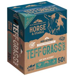 Blue Mountain Hay High Altitude Teff Grass Hay Easy Flake Box [50lb]