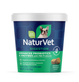 NaturVet Advanced Probiotics and Enzymes Soft Chew Dog Supplement [70ct]