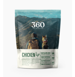 360 Pet Nutrition Freeze-Dried Raw Chicken Complete Adult Dog Food [16oz]