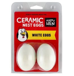 Happy Hen Ceramic Nest Eggs [White] (2 pack)