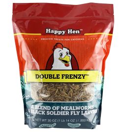 Happy Hen Treats Double Frenzy Mealworm & Black Soldier Fly Larvae Chicken Treats [30 oz]